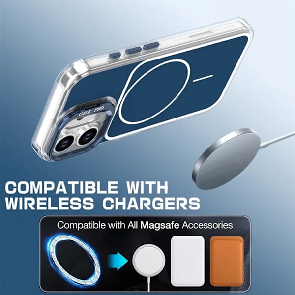 Mobilskal till iPhone 16 Plus MagSafe Lens Kickstand med Handrem - Blå Blå