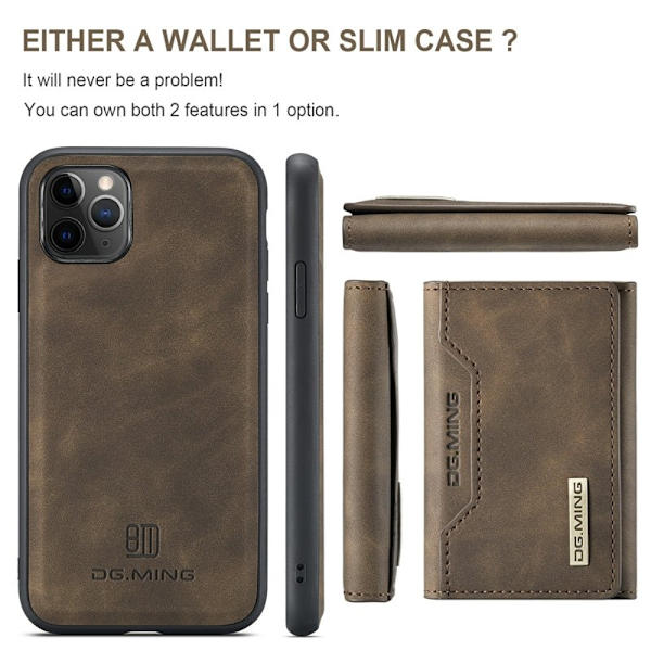 DG.MING M2 Series Anti-Fall Wallet Mobilskal för iPhone 11 Pro - Brun