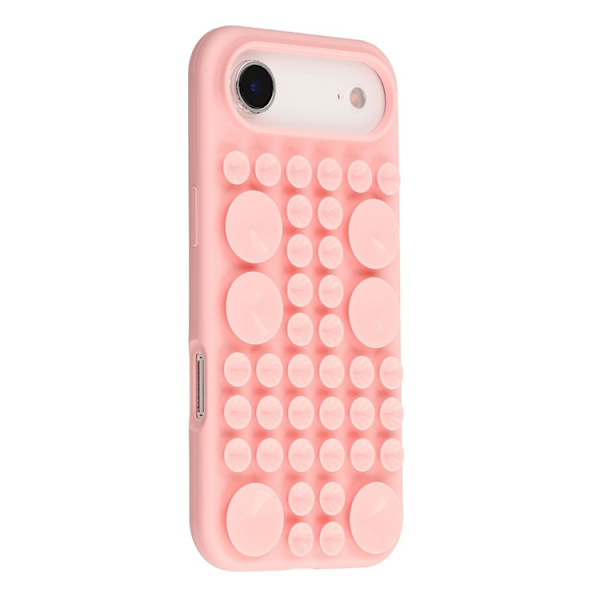 Mobilskal till iPhone Air Sugkopp Silikon med Tygfoder - Rosa Rosa