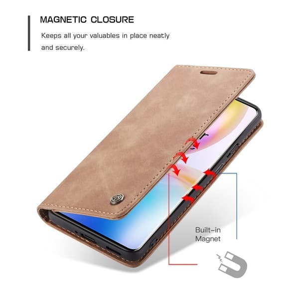 CASEME Series Plånboksfodral Konstläder för OnePlus 8 Pro - Brun