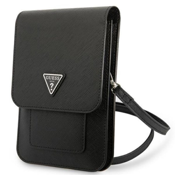 Guess Halsbandsfodral Saffiano Triangle - Svart Svart