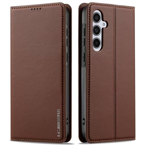 LC.IMEEKE Plånboksfodral för Samsung Galaxy S26 Konstläder Ställ - Brun