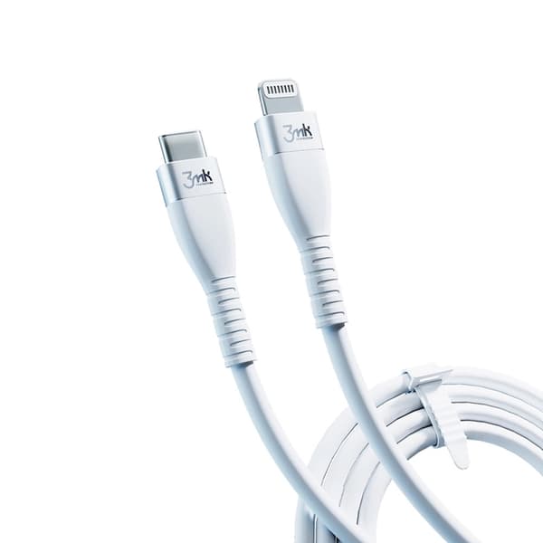 3mK USB-C til Lightning Kabel 20W 1m Hypersilicone - Hvid Vit