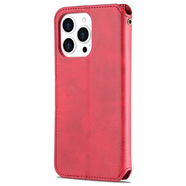 AZNS iPhone 13 Pro Plånboksfodral Konstläder - Röd