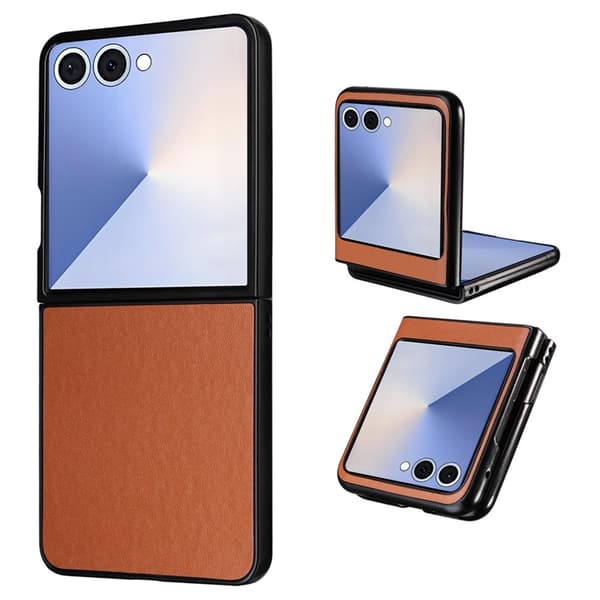 Mobilskal till Galaxy Z Flip7 PU Läder Protective - Brun Brun