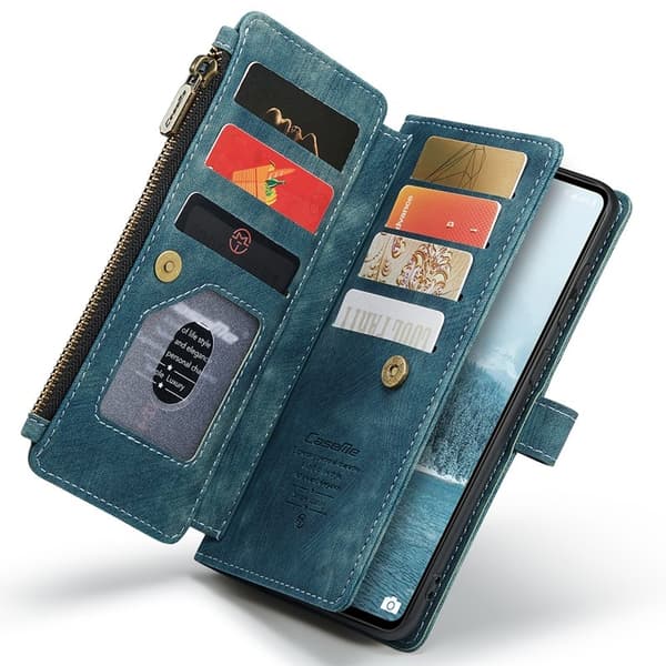 CASEME Konstläder Plånboksfodral för Samsung Galaxy A33 5G med rem - Grön