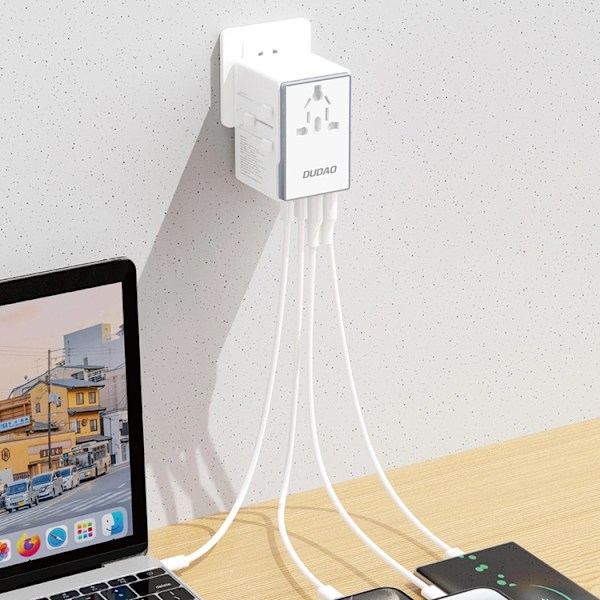 Dudao Reseadapter 65W 2x USB-C 2x USB-A A65Pro - Vit Vit