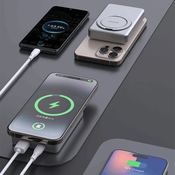 Dudao Magsafe Powerbank 10000mAh 22.5W K28 PD Ringstativ Silver