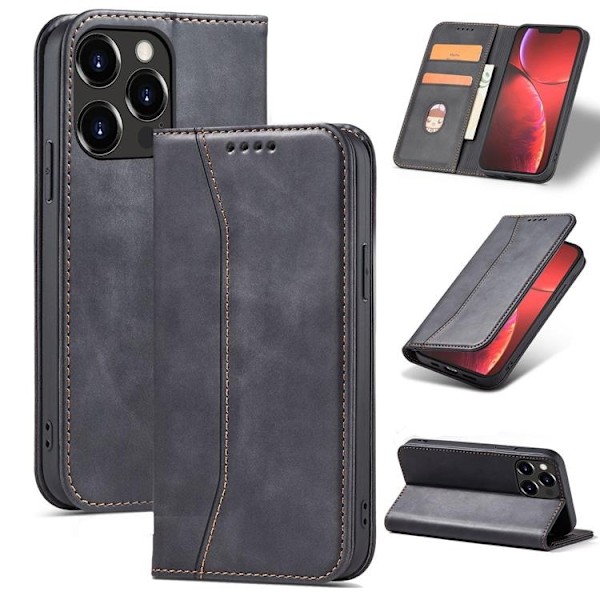 iPhone 12 Pro Max Plånboksfodral Magnet Fancy - Svart Svart
