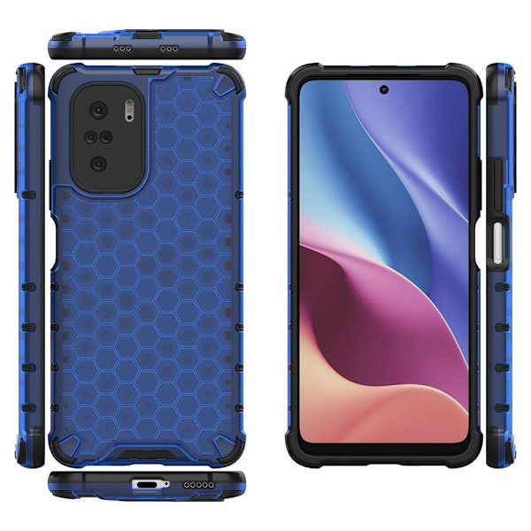 Honeycomb Armor Bumper Skal Redmi Poco F3 - Blå Blå