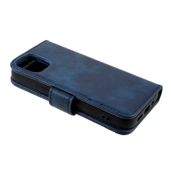 DG.MING iPhone 12 mini Plånboksfodral 2 i 1 Äkta läder Stöttålig Blå