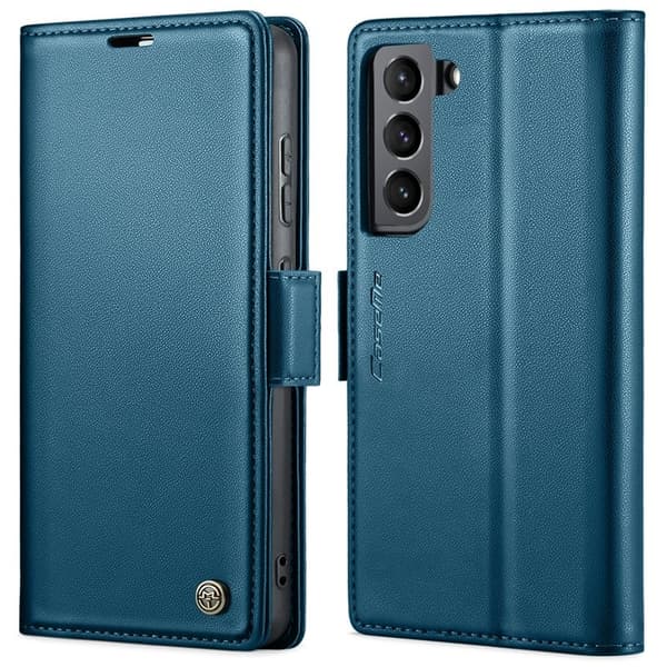 CASEME Plånboksfodral Konstläder för Samsung Galaxy S22 5G - Blå