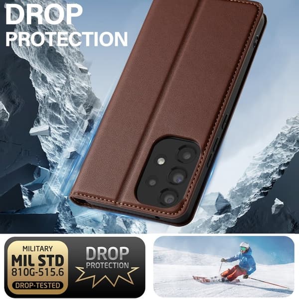 LC.IMEEKE L1 Series Samsung Galaxy A53 Plånboksfodral Konstläder - Brun