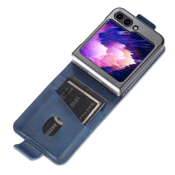 AZNS Samsung Galaxy Z Flip5 Plånboksfodral Konstläder - Blå
