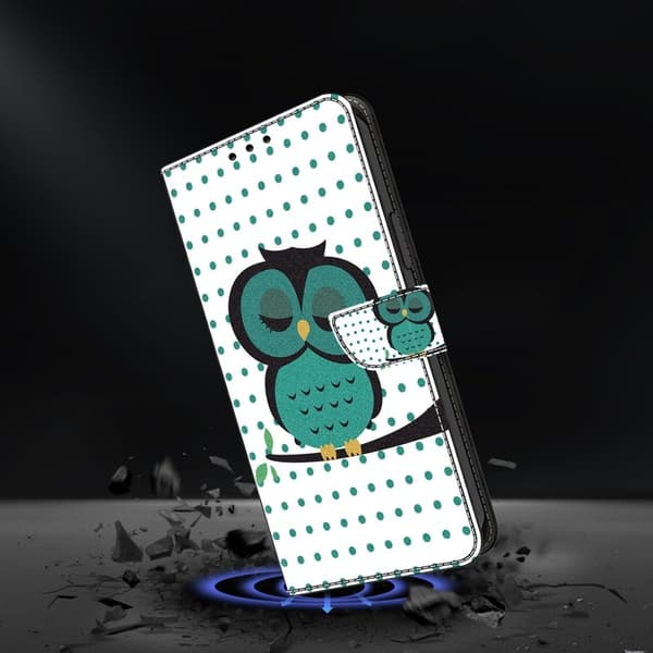 Samsung Galaxy S26 Plånboksfodral Magnetlås 3D Mönster Konstläder Sovande Uggla