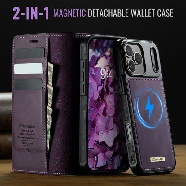 CASEME C49 Mobilskal till iPhone 17 Pro MagSafe RFID Blocker Lila