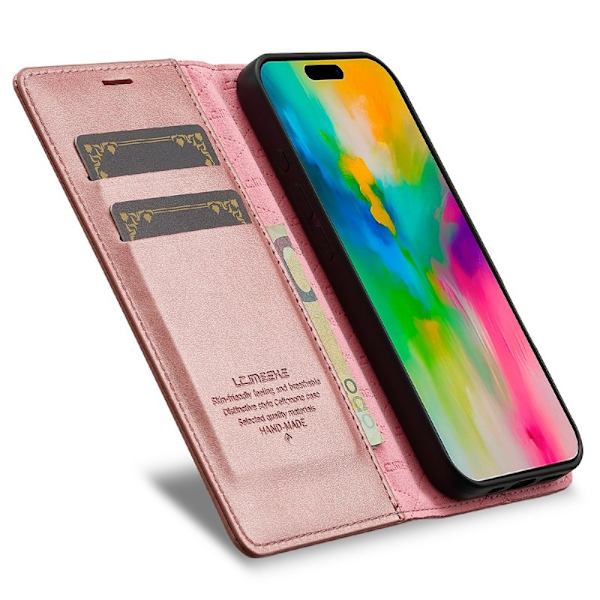 LC.IMEEKE iPhone 17 Plånboksfodral Konstläder- Roséguld