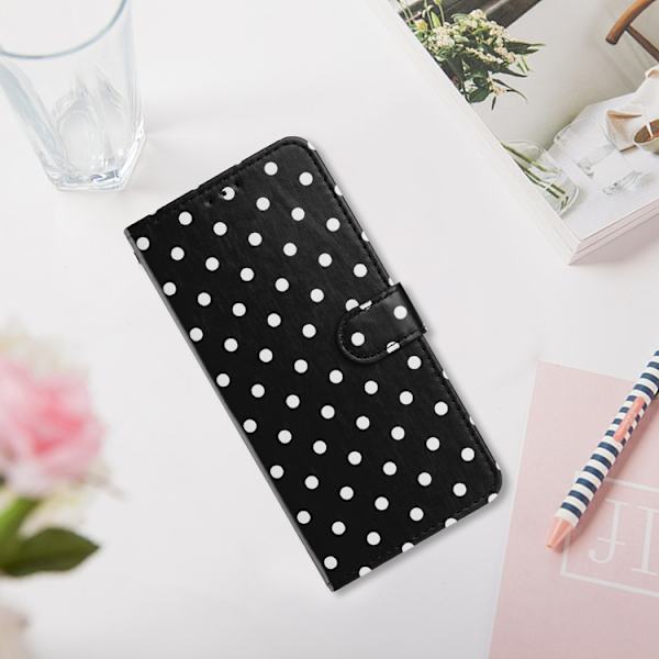 OnePlus 15 5G Plånboksfodral Polka Dot Pattern Konstläder Svart