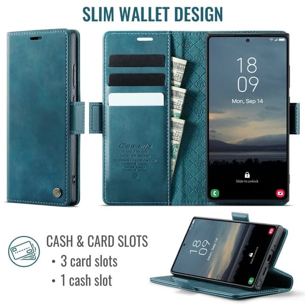 CASEME 033 Series Samsung Galaxy Note20 Ultra Konstläder Plånboksfodral Blå