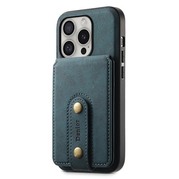 DENIOR D14 Mobilskal till iPhone 16 Pro Max Läder+PC+TPU Blå