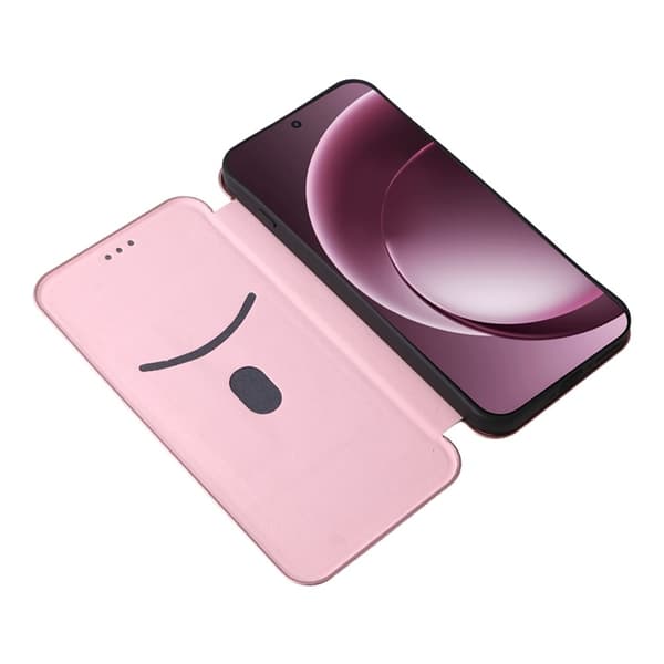 OnePlus 15 Plånboksfodral Carbon Fiber Drop-Proof Konstläder Roséguld