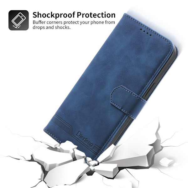 DIERFENG DF-03 iPhone 14 Pro Max Plånboksfodral Konstläder - Blå