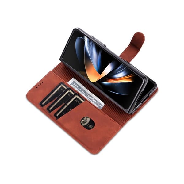 AZNS Samsung Galaxy Z Fold5 Plånboksfodral Konstläder - Brun