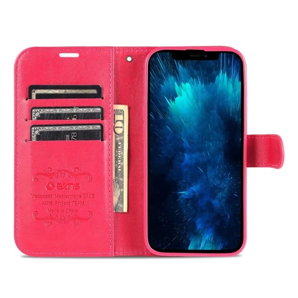 AZNS Flip Plånboksfodral iPhone 14 Pro 6.1 tum - Röd Konstläder