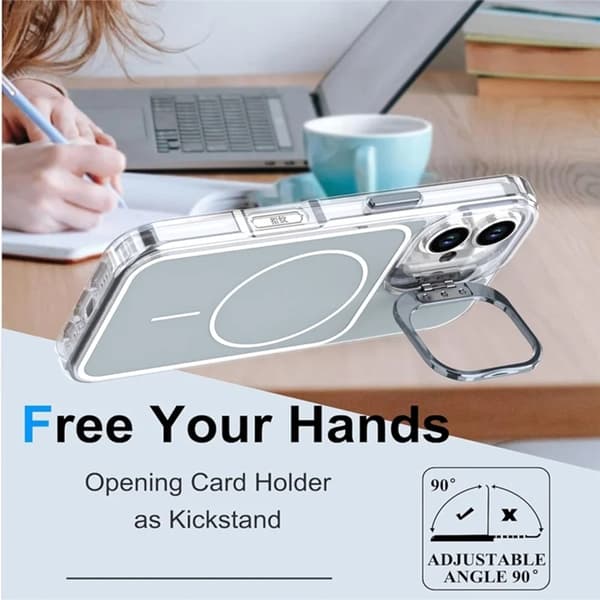 Mobilskal till iPhone 16 Plus MagSafe Lens Kickstand med Handrem - Grå Grå