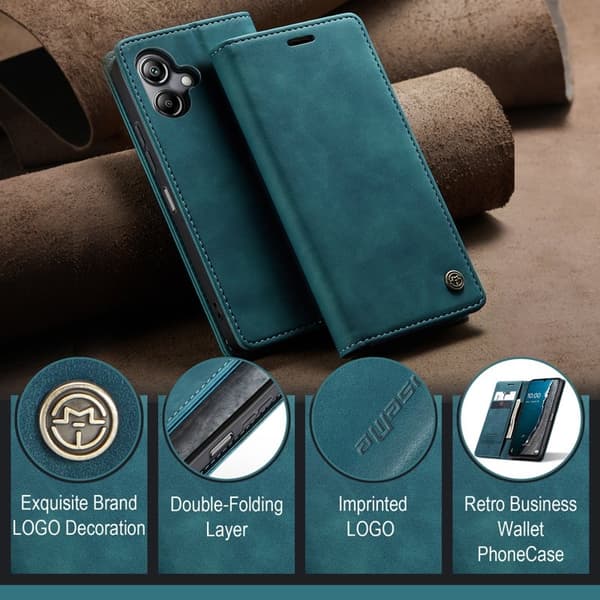 CASEME 013 Series Konstläder Plånboksfodral för Samsung Galaxy A06 4G - Blå