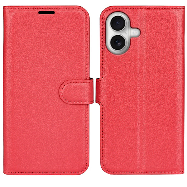 iPhone 17 Plånboksfodral Litchi Texture läder - Röd Röd