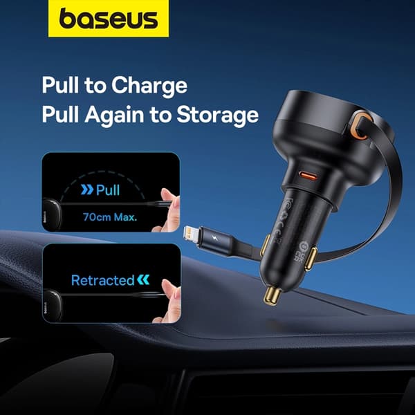 Baseus Billaddare 60W USB-C Till Lightning Enjoyment Pro - Svart Black