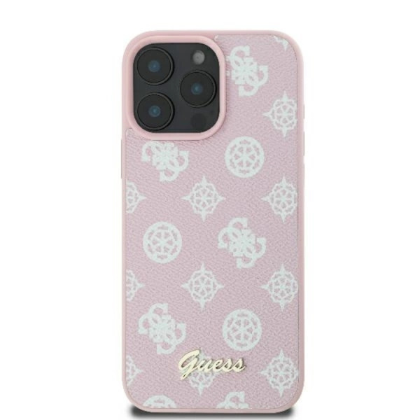 Guess Mobilskal till iPhone 16 Pro MagSafe Peony Script Logo - Rosa Rosa