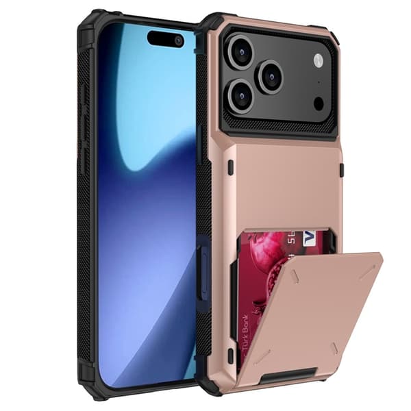 Mobilskal till iPhone 17 Pro Max Dual Layer korthållare - Roséguld Roséguld