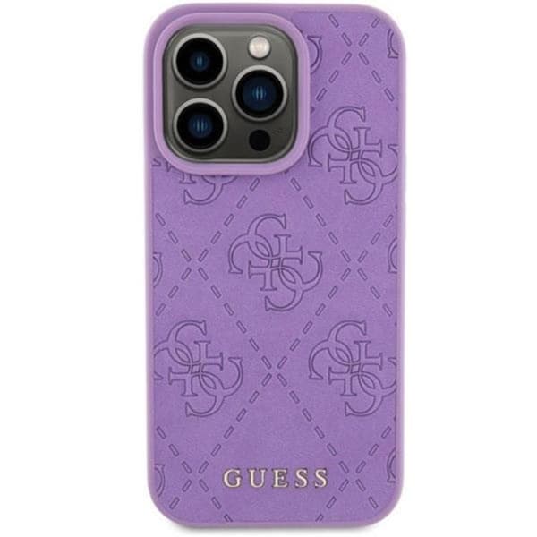 Guess Telefontaske til iPhone 15 Pro Max Læder Stemplet - Lilla Lila
