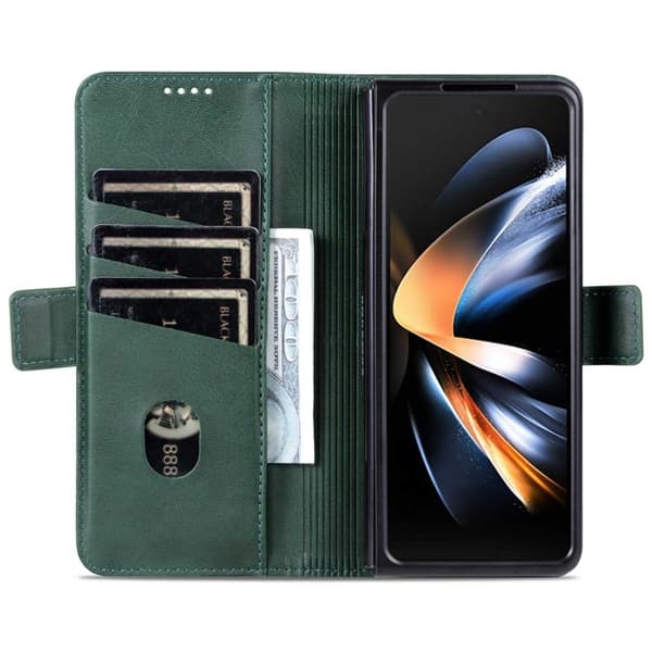 AZNS Samsung Galaxy Z Fold4 Plånboksfodral Konstläder - Grön