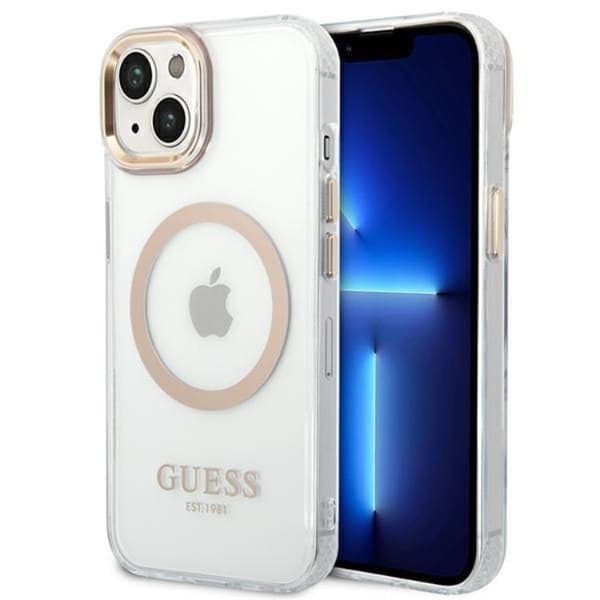 GUESS iPhone 14 Plus Skal Magsafe Metal Outline - Guld Guld