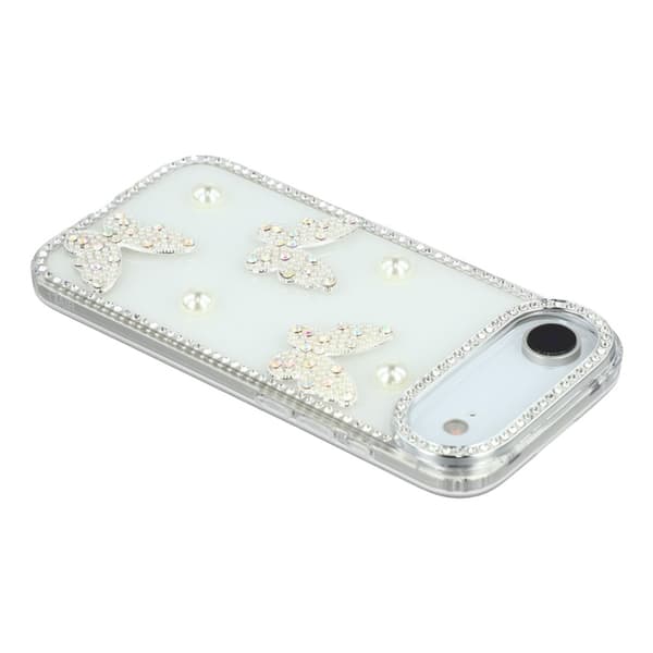 Mobilskal till iPhone Air Rhinestone Edge Pearl Butterfly Vit