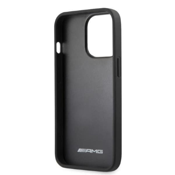 AMG iPhone 13 Pro/13 Nahkakotelo Curved Lines - Musta Black