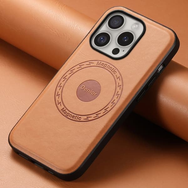 DENIOR A10 Mobilskal till iPhone 16 Pro Max Äkta Läder Khaki