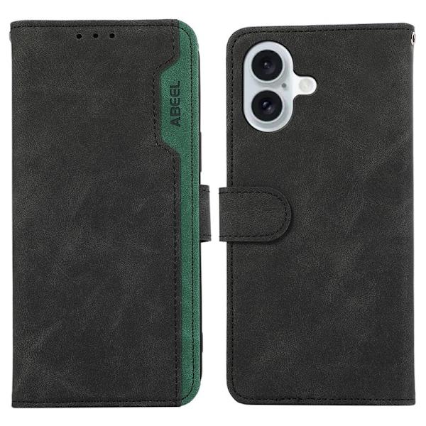 ABEEL iPhone 16 Plus Plånboksfodral RFID Skydd Konstläder - Svart