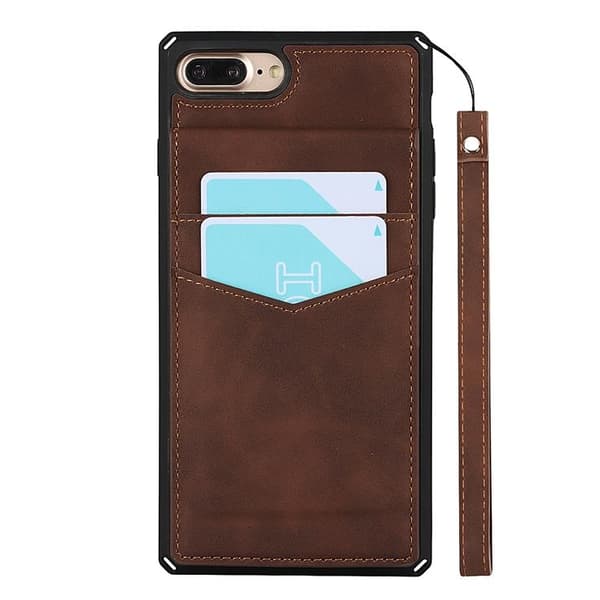 Skal med Kortplatser till iPhone 7/8 Plus - Brun Brown