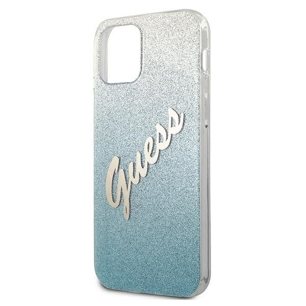Guess Skal iPhone 12 Mini Glitter Gradient Script - Blå Blå