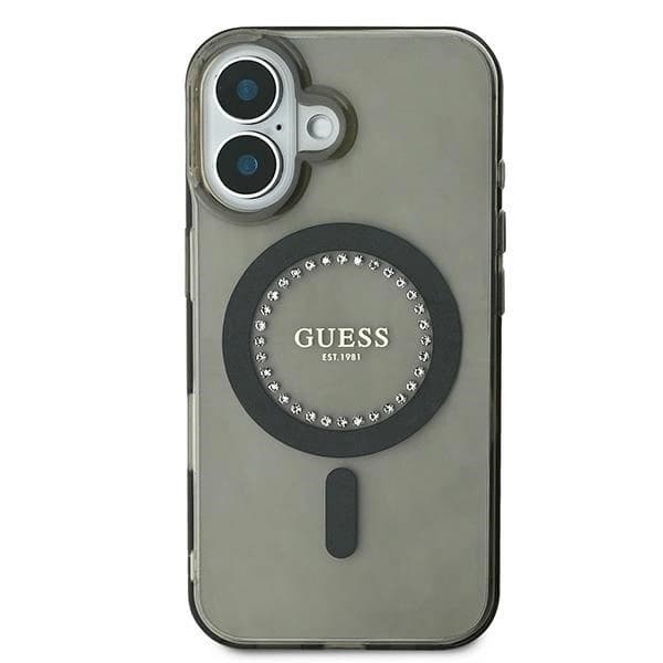 Guess telefontaske til iPhone 16 MagSafe IML Rhinestone - Sort Black