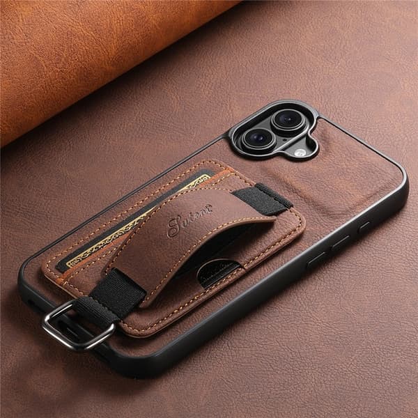 SUTENI Mobilskal till iPhone 16 Litchi Texture - Brun Brun