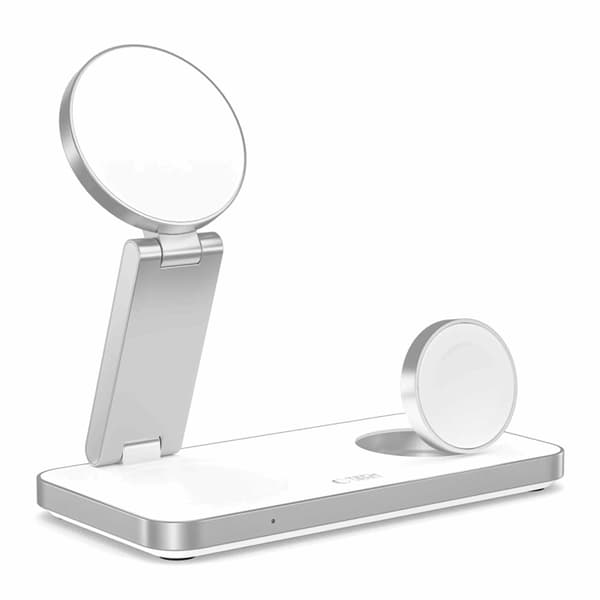 3-i-1 Magsafe trådløs oplader til iPhone Apple Watch AirPods Qi 15W Vit
