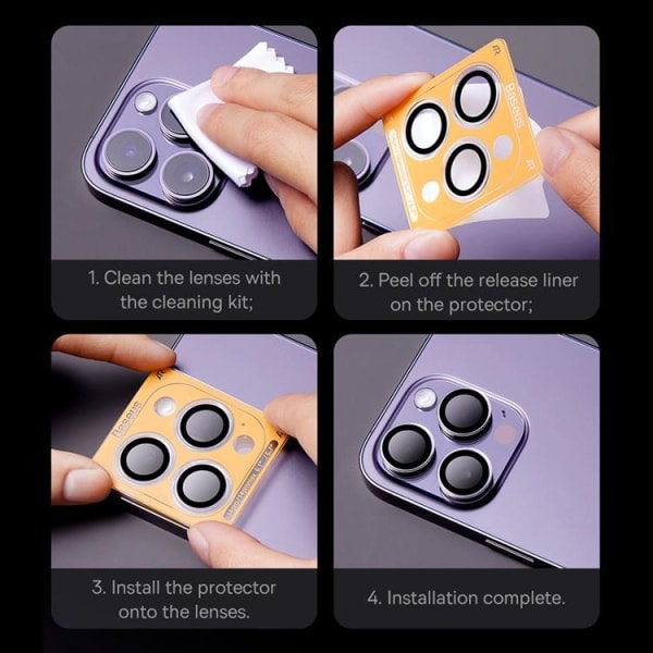 Baseus iPhone 12 Pro/11 Pro Kameralinsskydd i Härdat Glas