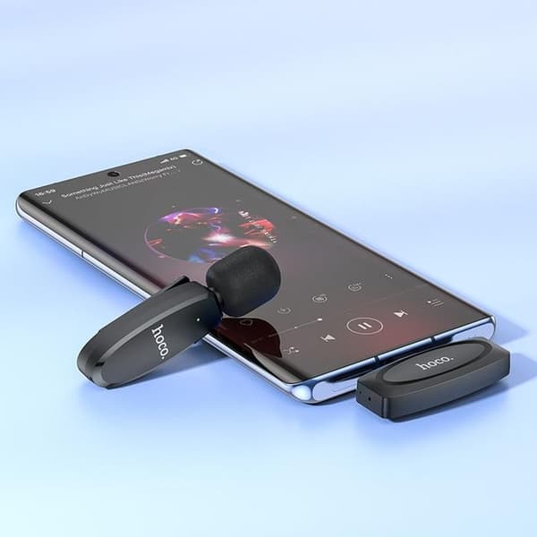 HOCO 2-st Trådlös Lavaliermikrofon Lightning, USB-C L15 - Svart Svart
