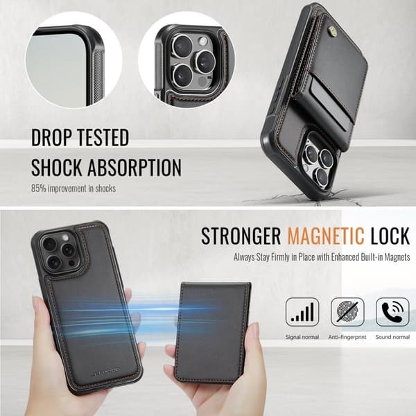 JEEHOOD J06 Mobilskal till iPhone 16 Pro Max MagSafe RFID Skydd Svart