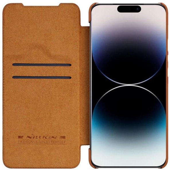 Nillkin iPhone 14 Pro Plånboksfodral Qin Pro Läder - Brun